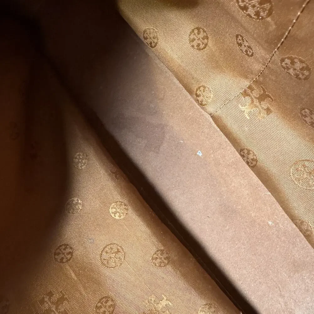 Tory Burch Large York Gold Buckle Saffiano Tan Cognac Leather Tote Bag READ